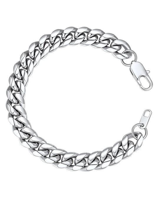 Bracelet for Men Chunky Cuban Bracelet 10MM 7.5 Inch Stainless Steel Chain Bracelet Mens Birthday Valentines Day Jewelry Gifts for Him Dad Adults Age