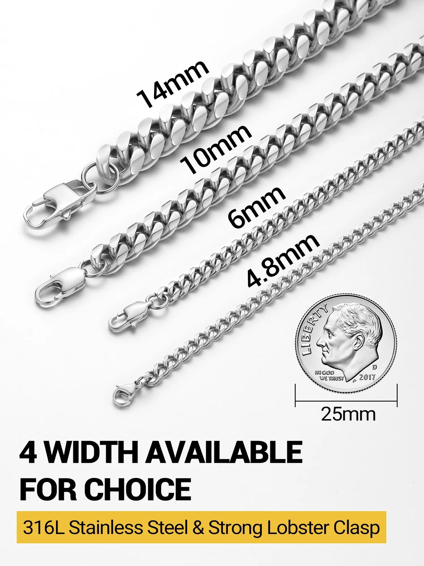 Bracelet for Men Chunky Cuban Bracelet 10MM 7.5 Inch Stainless Steel Chain Bracelet Mens Birthday Valentines Day Jewelry Gifts for Him Dad Adults Age