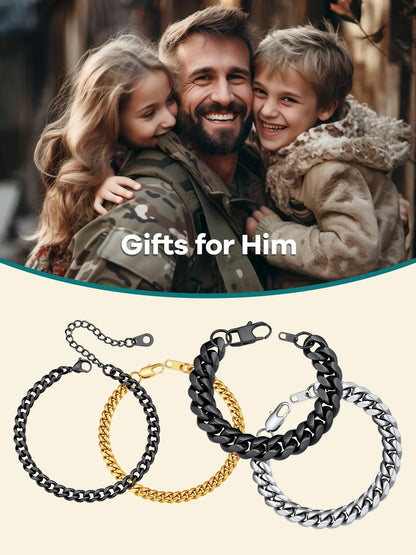 Bracelet for Men Chunky Cuban Bracelet 10MM 7.5 Inch Stainless Steel Chain Bracelet Mens Birthday Valentines Day Jewelry Gifts for Him Dad Adults Age